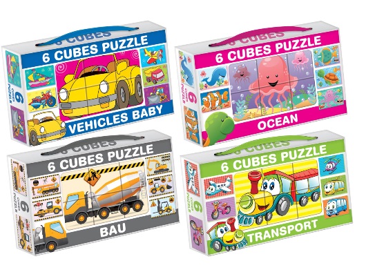 Kocke Puzzle 6 pcs, sort